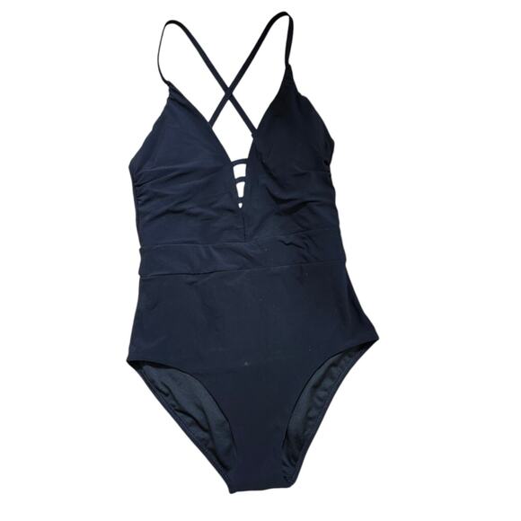 LANDS' END One-Piece Swimsuit (10) Criss Cross Back Black - Picture 4 of 9